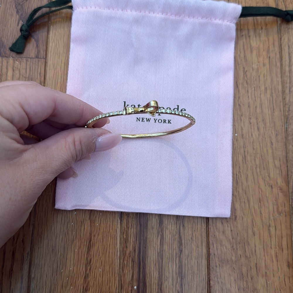 Kate Spade Love Notes Gold Bow Hinged Bracelet Bangle
